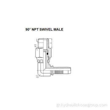 NPT Thread Swivel Male 90 ° 15691KSW